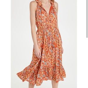 Roller Rabbit Orange Floral Dress L